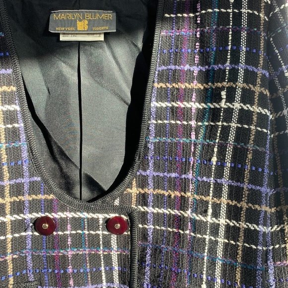 [SOLD] VINTAGE Cropped Textured Tweed Blazer Low Cut Double Breasted size 8 or … - Picture 4 of 10